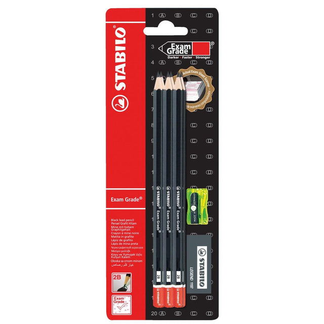 Creion grafit Stabilo ExamGrade, set 6 creioane 2B, radiera, ascutitoare Creioane grafit Stabilo 