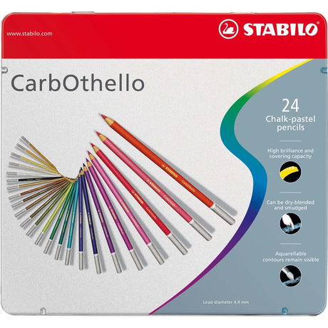 Creioane colorate Stabilo CarbOthello, 24 culori / set, cutie metalica Creioane colorate Stabilo 