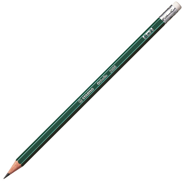 Creion grafit Stabilo Othello 2988, B, cu radiera, corp verde Creioane grafit Stabilo 