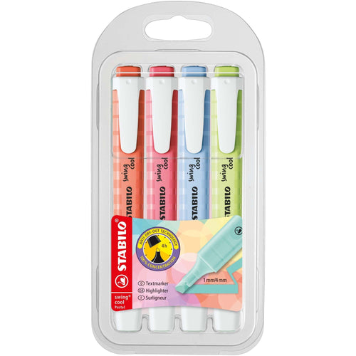 Textmarker Stabilo swing cool Pastel, 4 culori / set Textmarkere Stabilo 