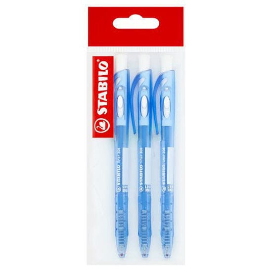 Pix cu mecanism Stabilo Liner 308, M, 3 bucati / set eco, albastru Pixuri colorate Stabilo 