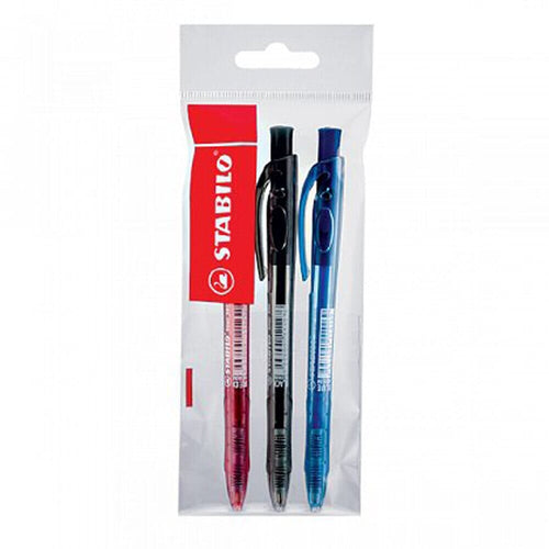 Pix cu mecanism Stabilo Liner 308, M, 3 culori / set eco, albastru, negru, rosu Pixuri colorate Stabilo 