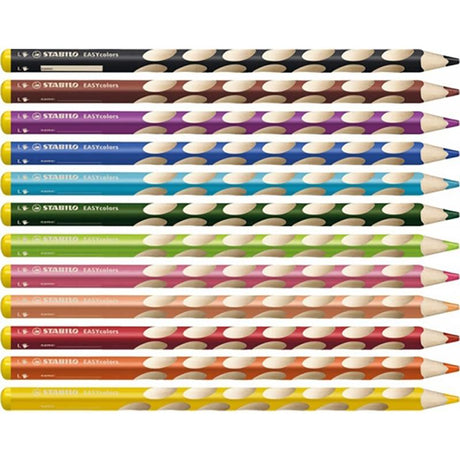 Creioane colorate Stabilo EasyColors, pentru stangaci, 6 culori/portofel carton Creioane colorate Stabilo 