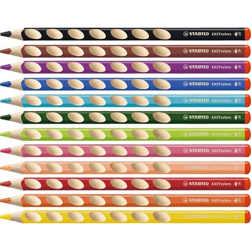 Creioane colorate Stabilo EasyColors, pentru stangaci, 6 culori/portofel carton Creioane colorate Stabilo 