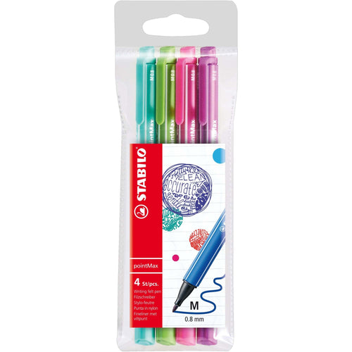 Fineliner Stabilo PointMax, 4 culori / set, pastel Finelinere Stabilo 