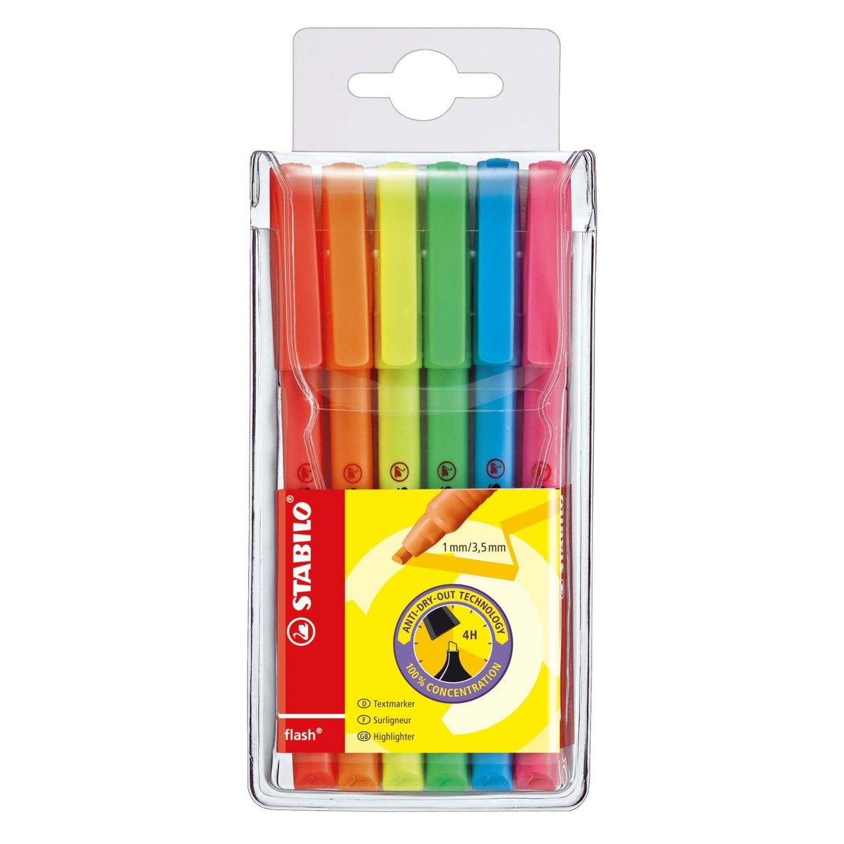 Textmarker Stabilo Flash, 6 culori / set Textmarkere Stabilo 