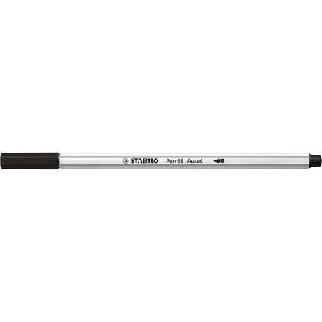 Carioca Stabilo Pen 68 Brush, cu varf tip pensula, black Carioci Stabilo 