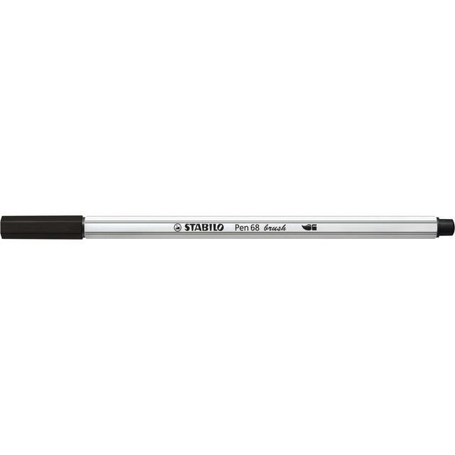 Carioca Stabilo Pen 68 Brush, cu varf tip pensula, black Carioci Stabilo 