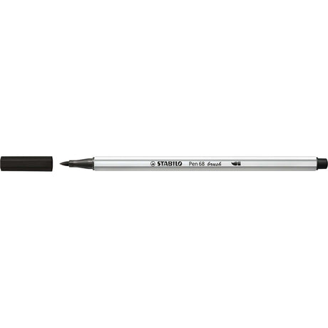 Carioca Stabilo Pen 68 Brush, cu varf tip pensula, black Carioci Stabilo 