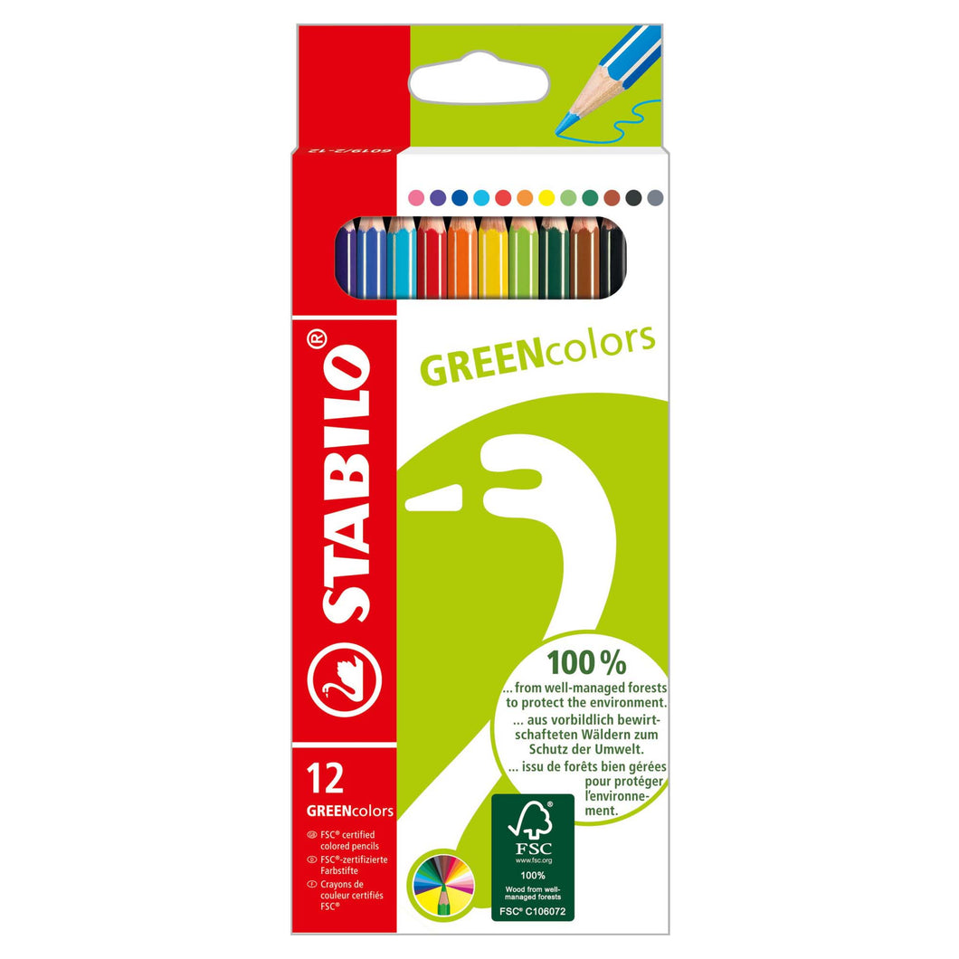 Creioane colorate Stabilo Greencolors, 12 culori / set Creioane colorate Stabilo 