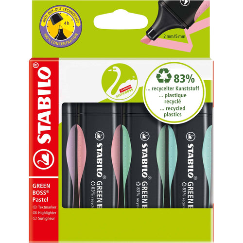 Textmarker Stabilo Boss Green Pastel, 4 culori / set Textmarkere Stabilo 