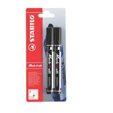 Marker permermanent Stabilo Mark-4-all, F, varf rotund, set 2 bucati / set, negru Markere Stabilo 