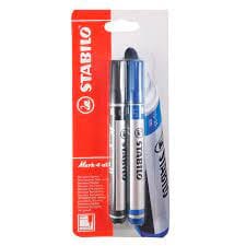 Marker permermanent Stabilo Mark-4-all, F, varf rotund, set 2 culori / set, albastru, negru Markere Stabilo 