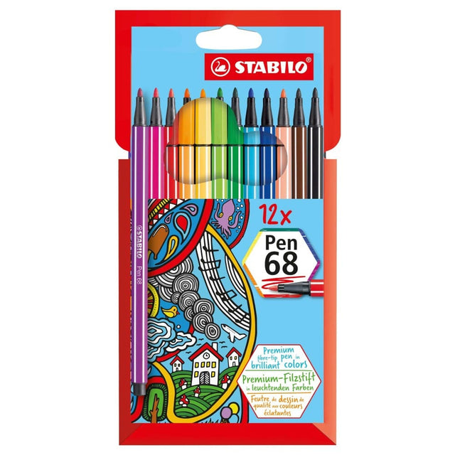 Carioca Stabilo Pen 68, 12 culori / set Carioci Stabilo 