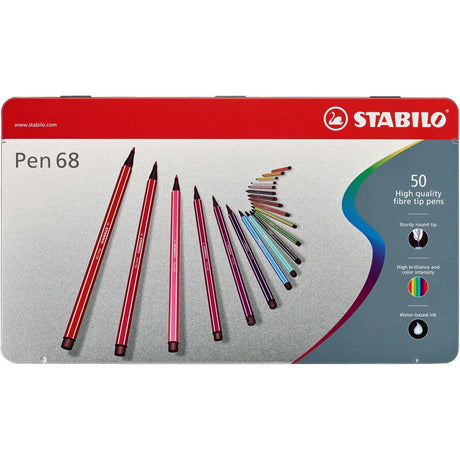 Carioca Stabilo Pen 68, 50 culori / set, cutie metalica Carioca Stabilo 