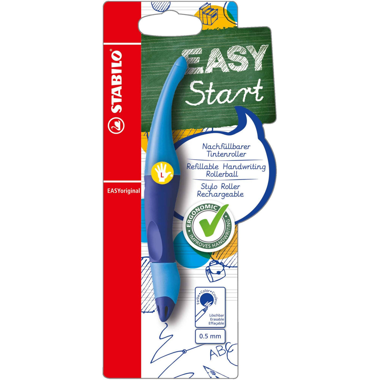 Roller Stabilo EASYoriginal, M, pentru stangaci, albastru / bleu Rollere Stabilo 