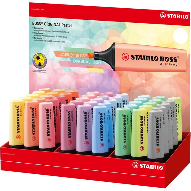 Display texmarker Stabilo Boss Original Pastel, 45 culori, mix 14 culori Textmarkere Stabilo 