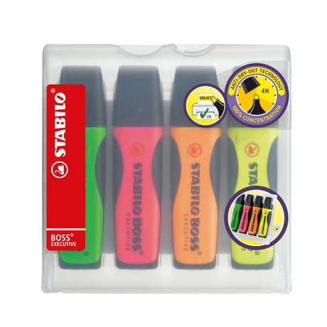 Textmarker Stabilo Boss Executive, 4 culori / set, cu suport birou Textmarkere Stabilo 