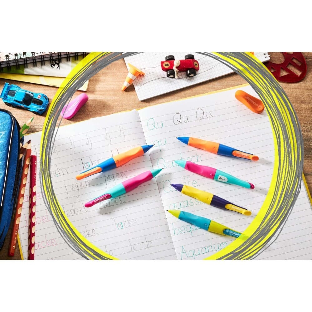 Creion mecanic Stabilo EASYergo 1.4, pentru dreptaci, bleumarin / portocaliu neon Creioane mecanice Stabilo 