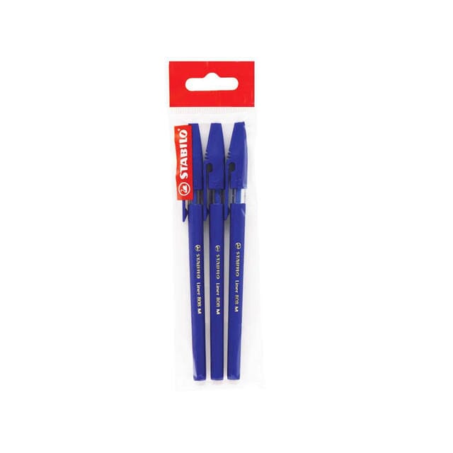 Pix fara mecanism Stabilo Liner 808, M, 3 bucati / set eco, albastru Pixuri colorate Stabilo 