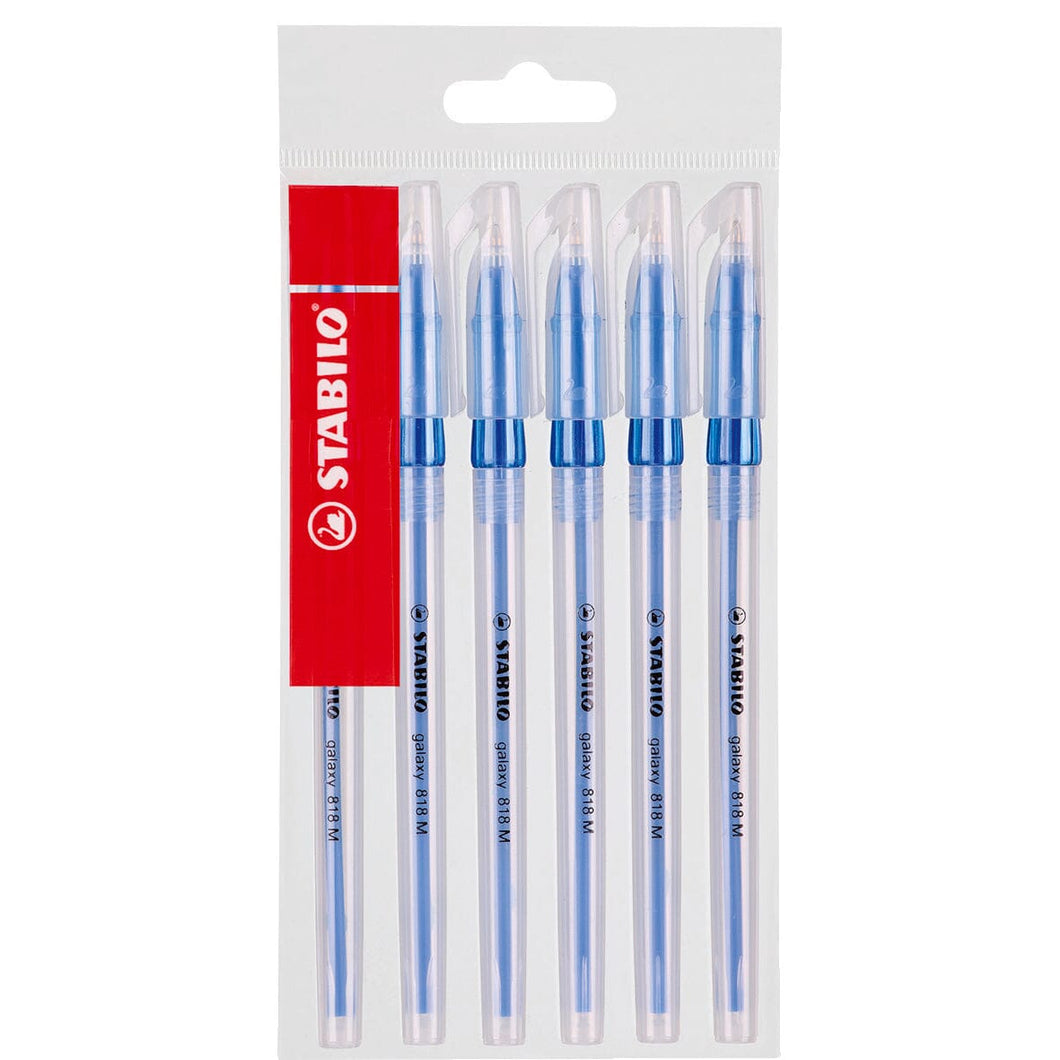 Pix fara mecanism Stabilo Galaxy 818, M, 6 bucati / set eco, albastru Pixuri colorate Stabilo 