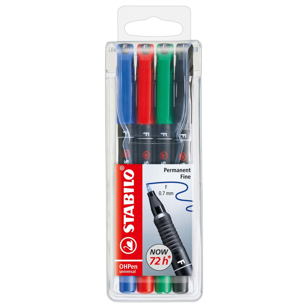 Marker universal permanent Stabilo OHPen, F, 4 culori / set Markere Stabilo 