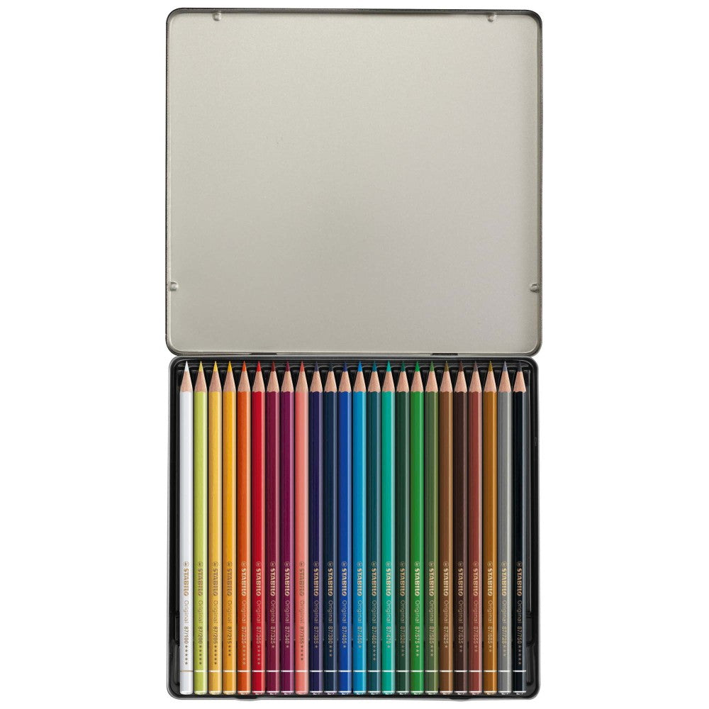 Creioane colorate Stabilo Original, 24 culori / set, cutie metalica Creioane colorate Stabilo 