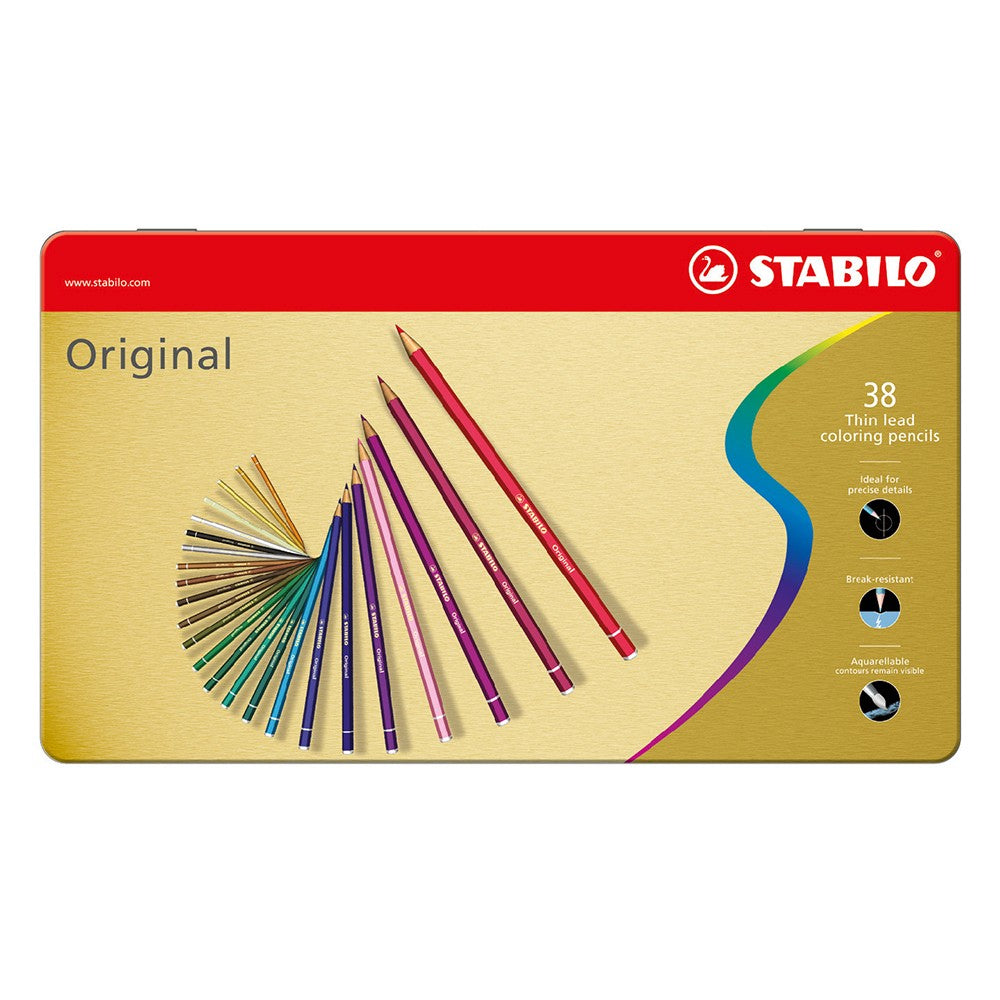 Creioane colorate Stabilo Original, 38 culori / set, cutie metalica Creioane colorate Stabilo 
