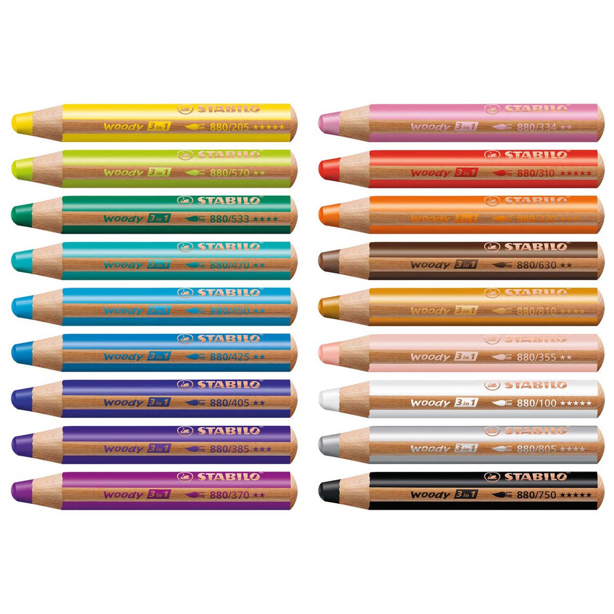 Creioane colorate Stabilo Woody 3-in-1 10 culori/set+ascutitoare Creioane colorate Stabilo 