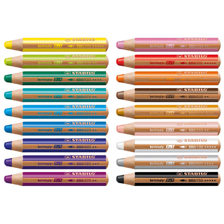 Creioane colorate Stabilo Woody 3-in-1 18 culori/set+ascutitoare+pensula Creioane colorate Stabilo 