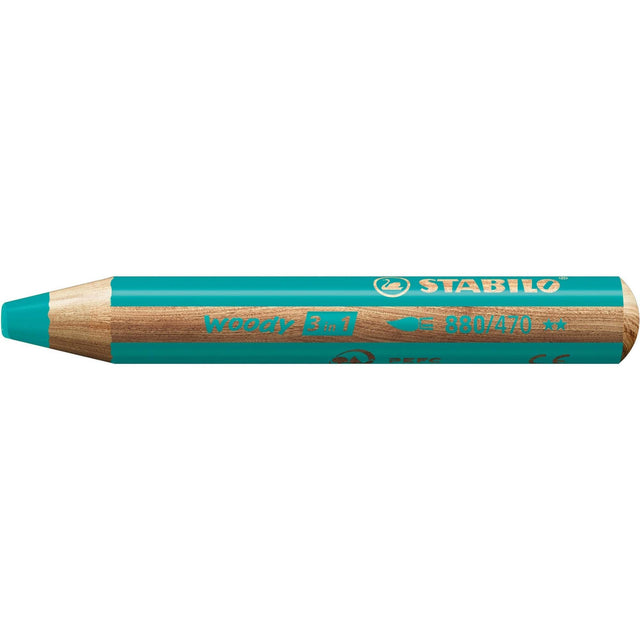 Creion colorat Stabilo woody 3 in 1, turcoaz Creioane colorate Stabilo 
