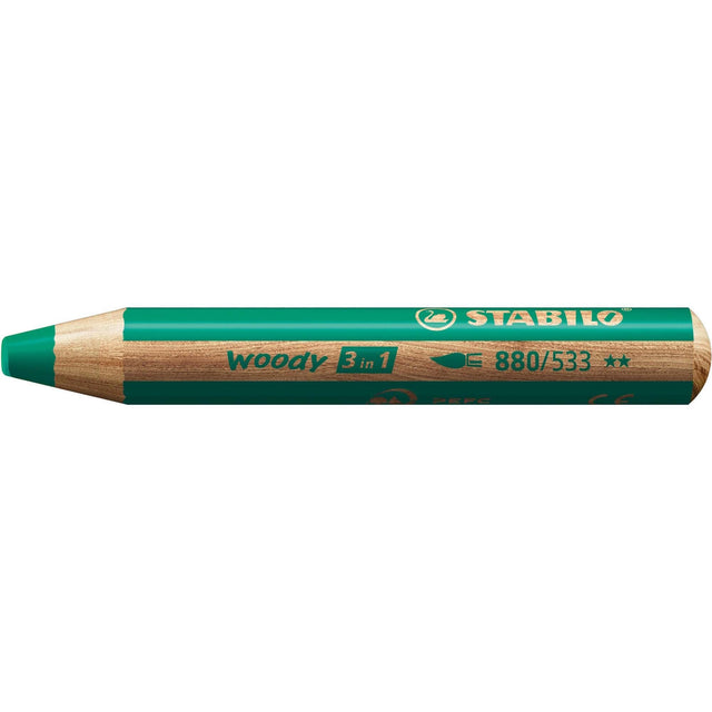 Creion colorat Stabilo woody 3 in 1, verde inchis Creioane colorate Stabilo 