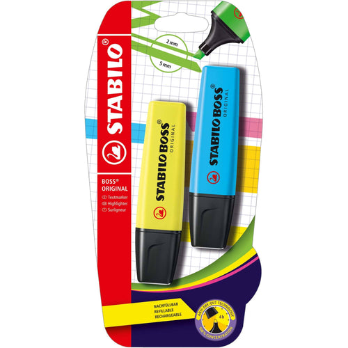 Textmarker Stabilo Boss Original, 2 culori / set, galben, albastru Textmarkere Stabilo 