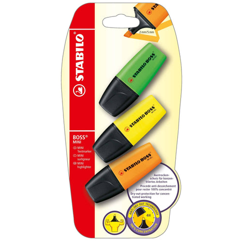 Textmarker Stabilo Boss mini, 3 culori / set Textmarkere Stabilo 