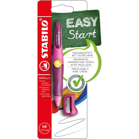 Creion mecanic Stabilo EASYergo 3.15, pentru stangaci, roz / lila, cu ascutitoare Creioane mecanice Stabilo 