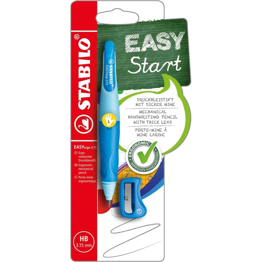 Creion mecanic Stabilo EASYergo 3.15, pentru stangaci, bleu / albastru inchis, cu ascutitoare Creioane mecanice Stabilo 
