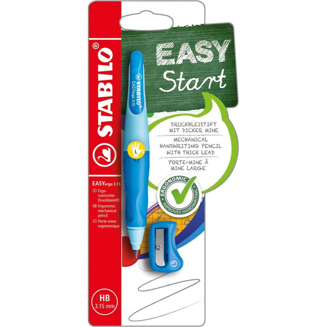 Creion mecanic Stabilo EASYergo 3.15, pentru stangaci, bleu / albastru inchis, cu ascutitoare Creioane mecanice Stabilo 