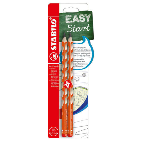 Creion grafit Stabilo EASYgraph, HB, pentru dreptaci, portocaliu, set 2 bucati / blister Creioane grafit Stabilo 