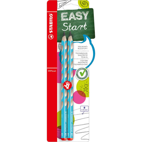 Creion grafit Stabilo EASYgraph, B, pentru dreptaci, bleu, set 2 bucati / blister Creioane grafit Stabilo 