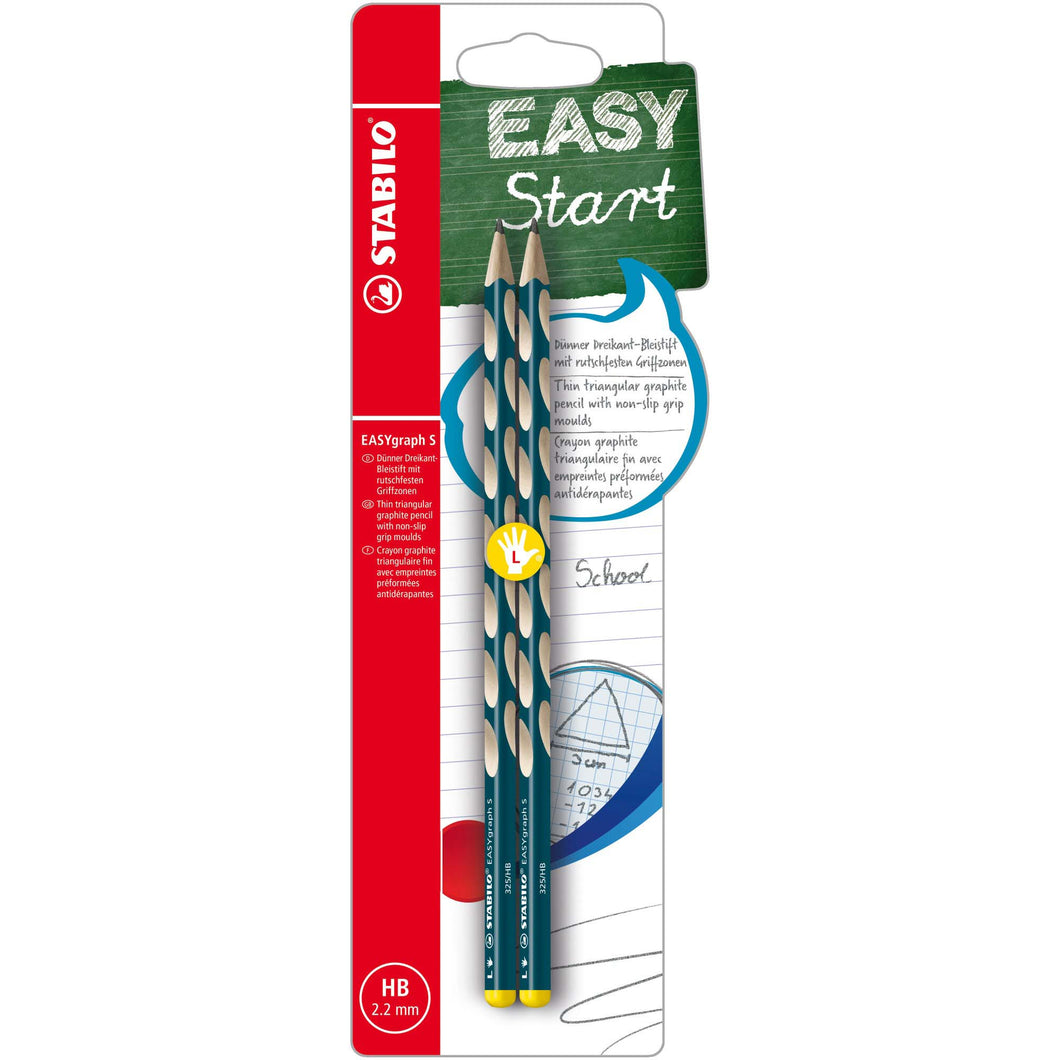 Creion grafit Stabilo EASYgraph S, HB, pentru stangaci, albastru petrol, set 2 bucati / blister Creioane grafit Stabilo 