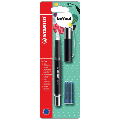 Stilou Stabilo BeYou! beFab!, Uni Colors, M, negru, 2 rezerve Stilouri Stabilo 
