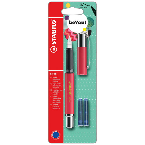 Stilou Stabilo BeYou! beFab!, Uni Colors, M, rosu pepene, 2 rezerve Stilouri Stabilo 