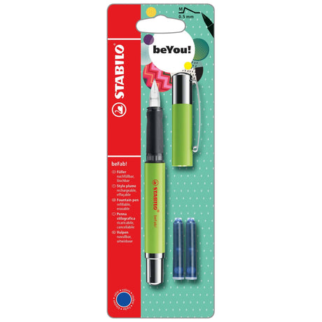 Stilou Stabilo BeYou! beFab!, Uni Colors, M, lime, 2 rezerve Stilouri Stabilo 