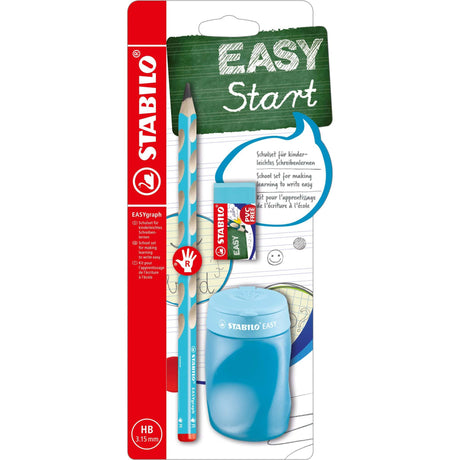 Set Stabilo EASYgraph, creion grafit 3.15 mm, HB, ascutitoare, radiera fara PVC, pentru dreptaci, bleu Creioane grafit Stabilo 