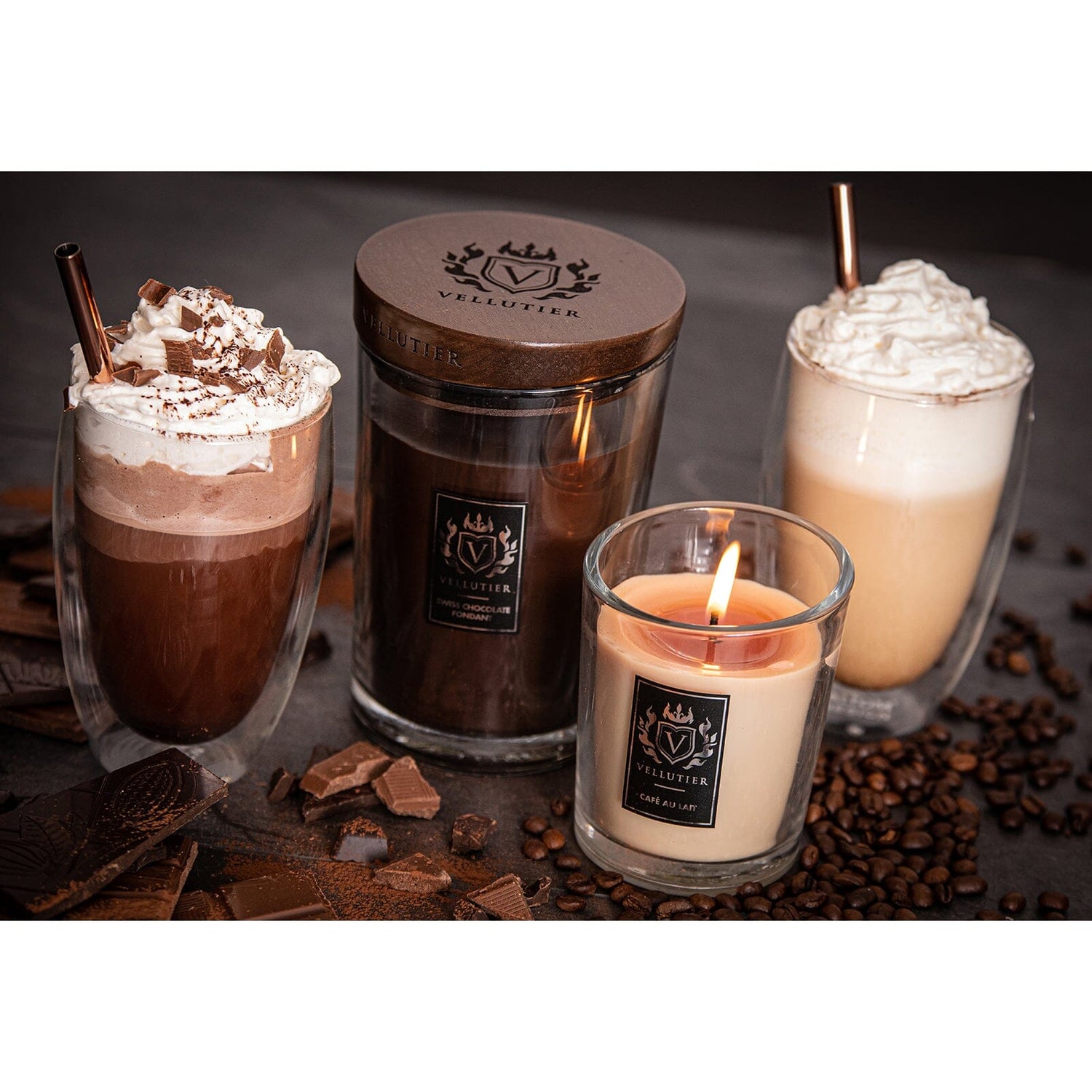 Lumanare parfumata Vellutier, 225 g, Café Au Lait Lumanare parfumata Vellutier 