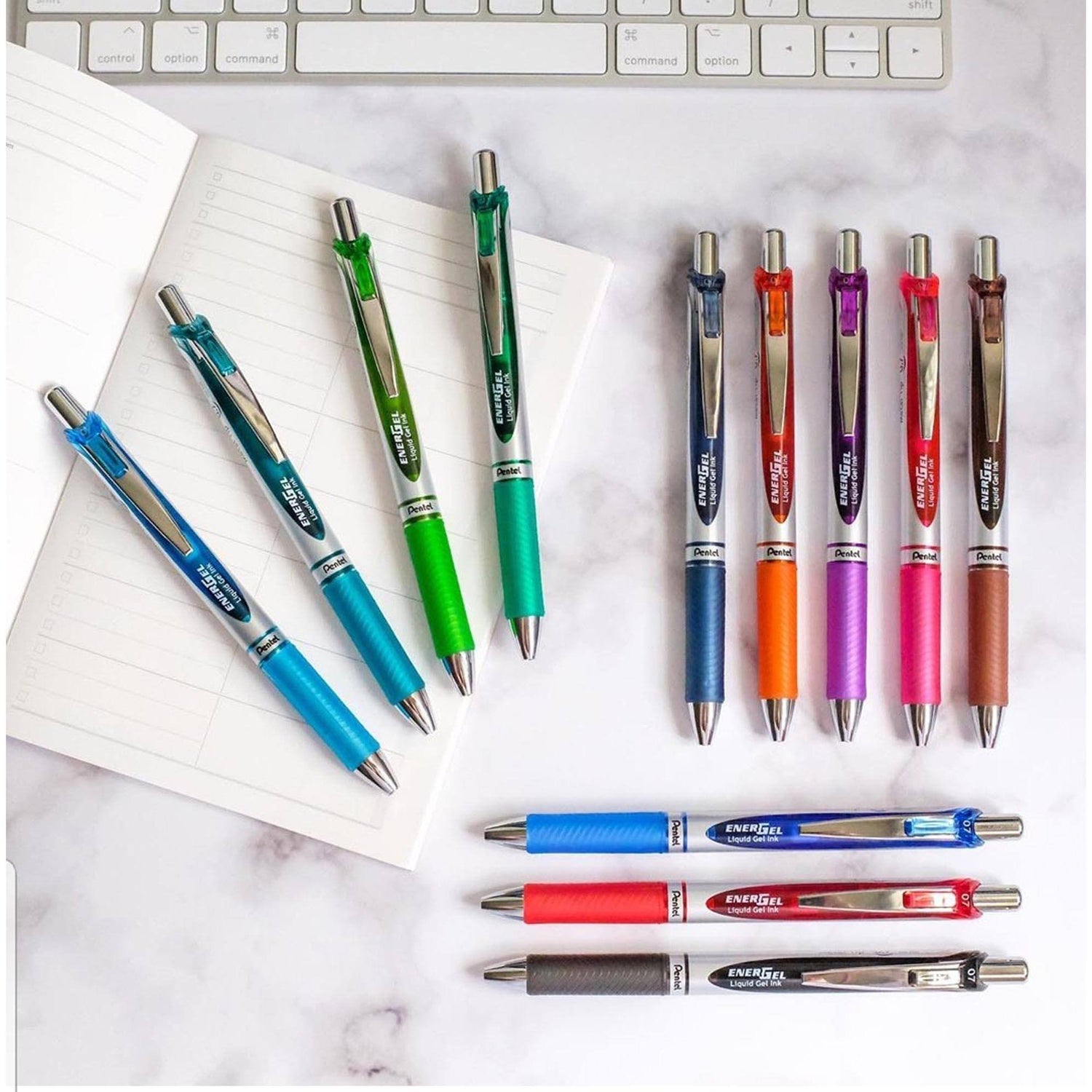 Roller Energel PENTEL cu mecanism 0.7mm 8 buc/set plastic ROLLERE CU GEL Pentel 