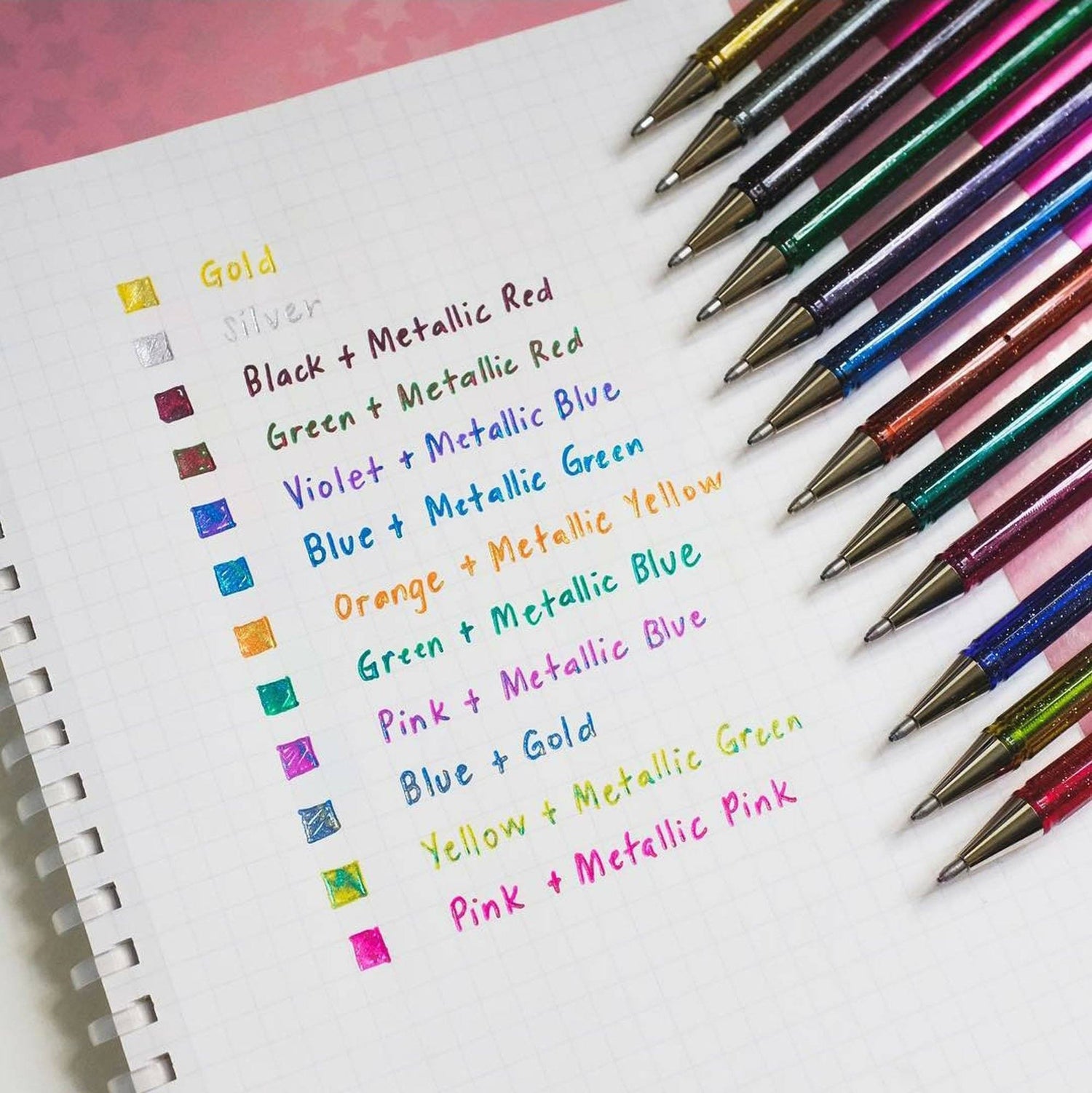 Roller cu Gel Pentel Hybrid Duo vopsea metalizata+gel 4 culori/set ROLLERE CU GEL Pentel 