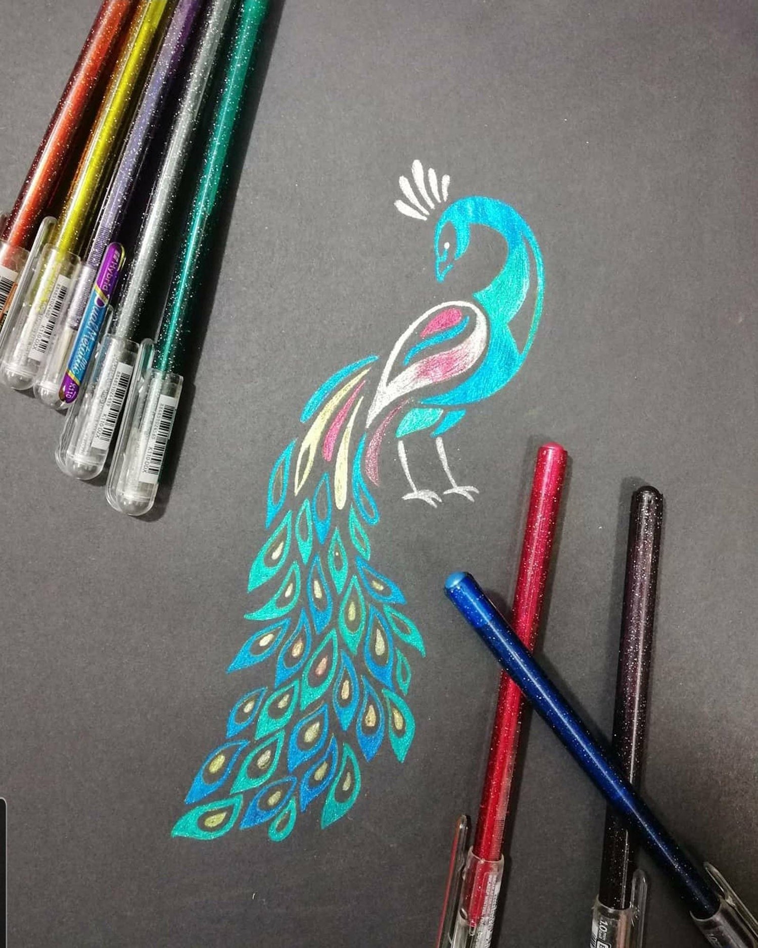 Roller cu Gel Pentel Hybrid Duo vopsea metalizata+gel 4 culori/set ROLLERE CU GEL Pentel 