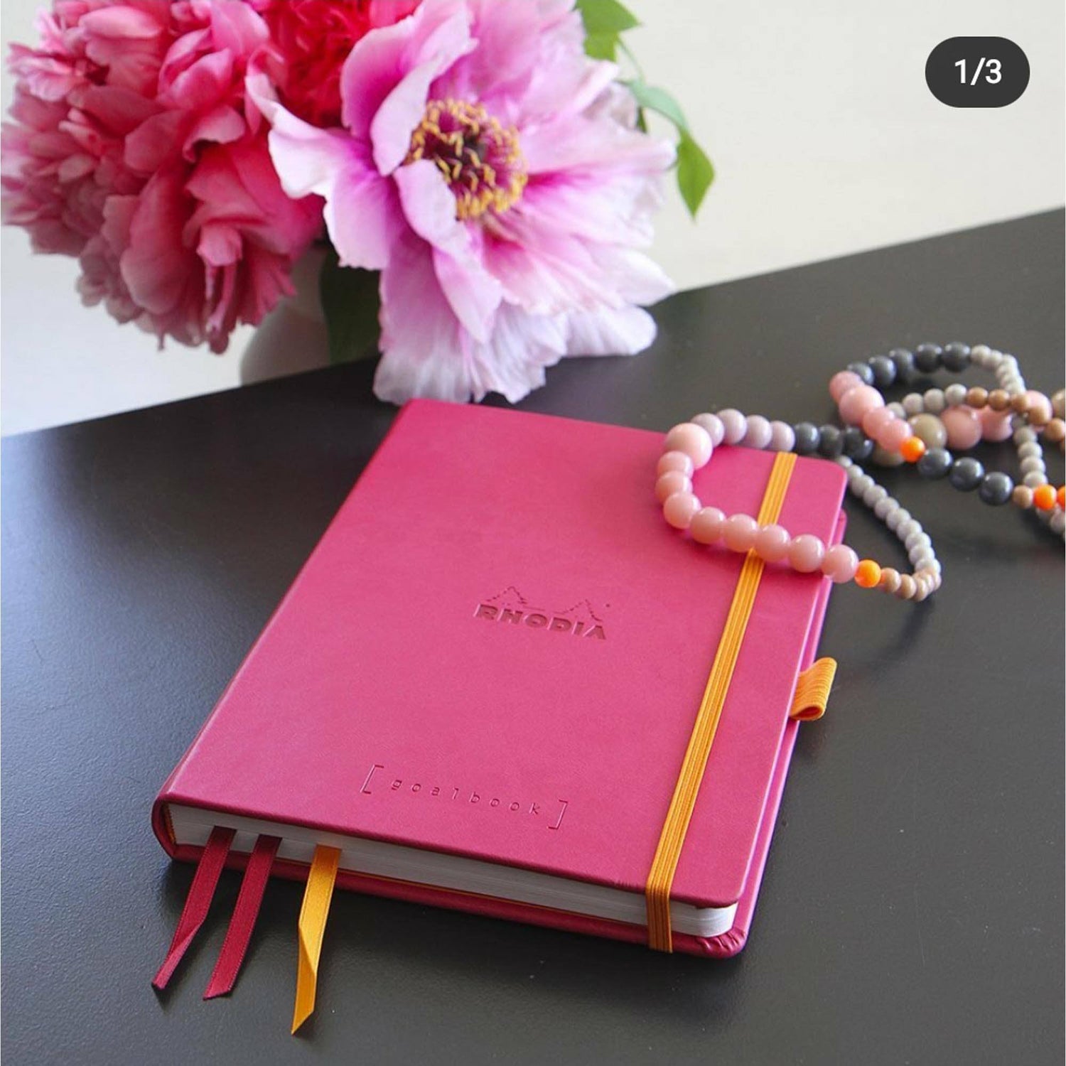 Agenda A5 192 pagini Rhodia dictando roz zmeura, coperta rigida Agenda Rhodia 