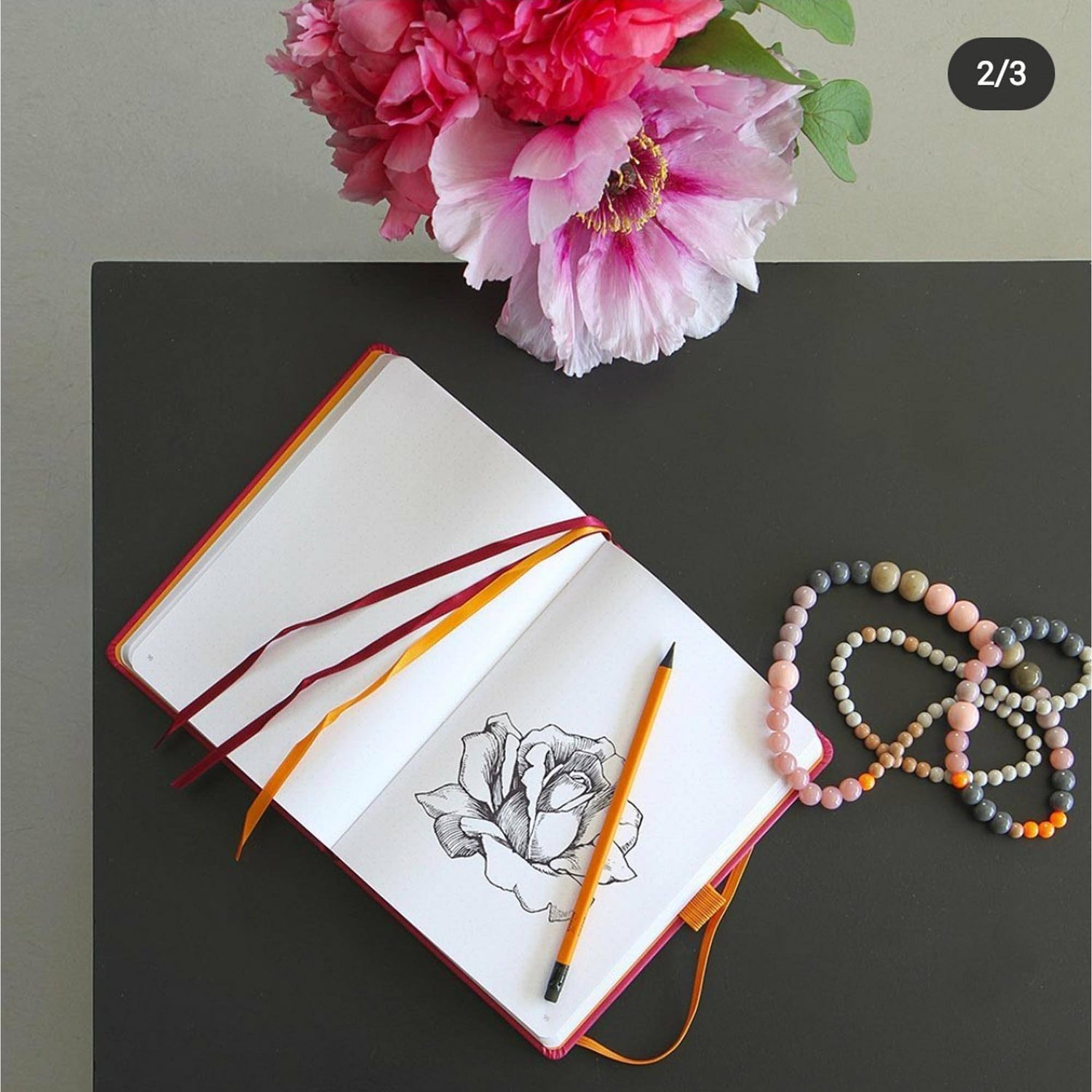 Agenda A5 192 pagini Rhodia dictando roz zmeura, coperta rigida Agenda Rhodia 